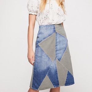Etienne Marcel two tone patchwork skirt NWOT